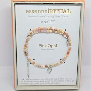 Essential Ritual 925 Silver Pink Opal Anklet or Large Bracelet NEW GIFT
